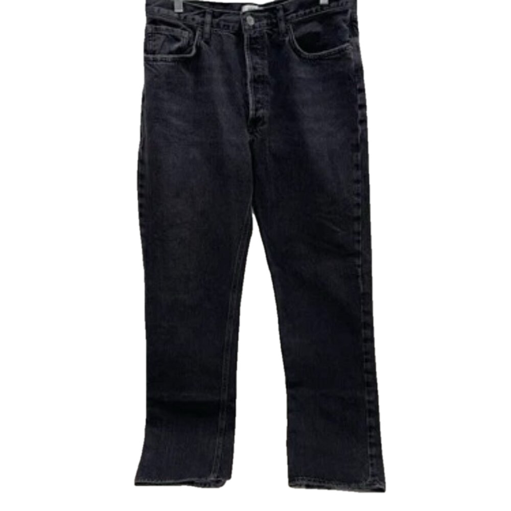NEW AGOLDE Women's Jeans Lana Mid Rise Straight Size 30 Black
